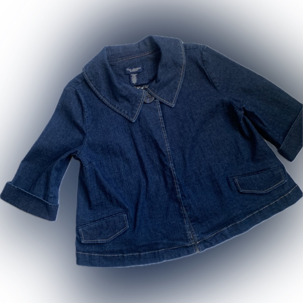 Denim swing jacket, 1 button, maternity, chambray, LARGE | NEW ADDITIONS